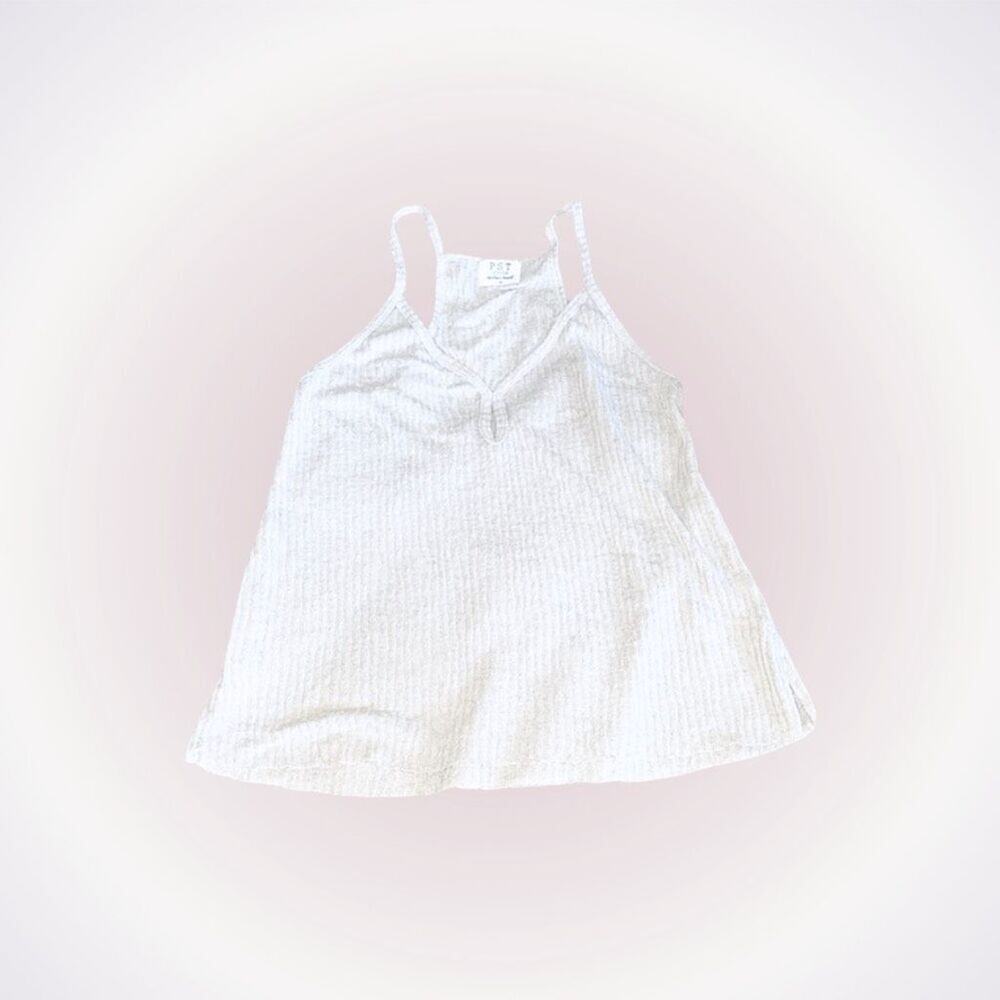 Project Social T Ribbed V-Neck Tank Top in Light Tan | Sz M